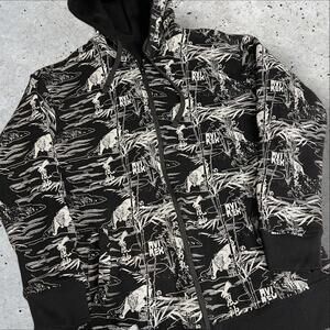 Vintage Averix Thermal Heavy Weight Reversible Affliction Hoodie Zip Up Size XXL